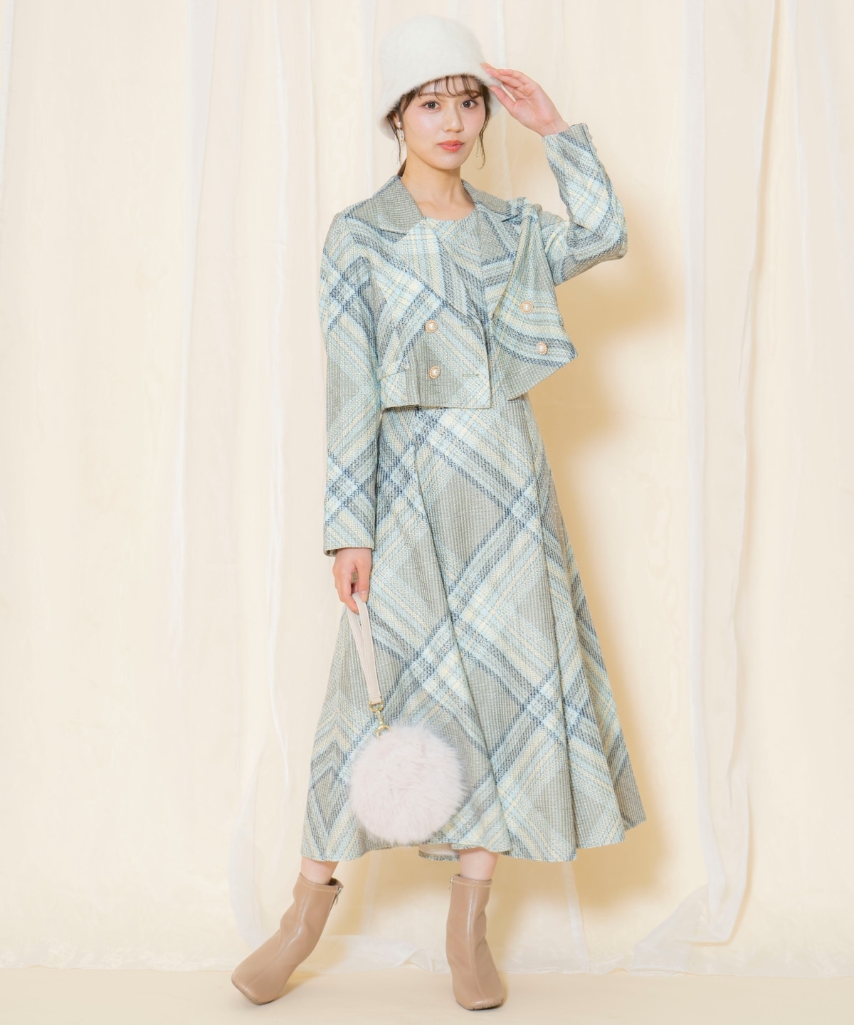ツイードチェックショートジャケット