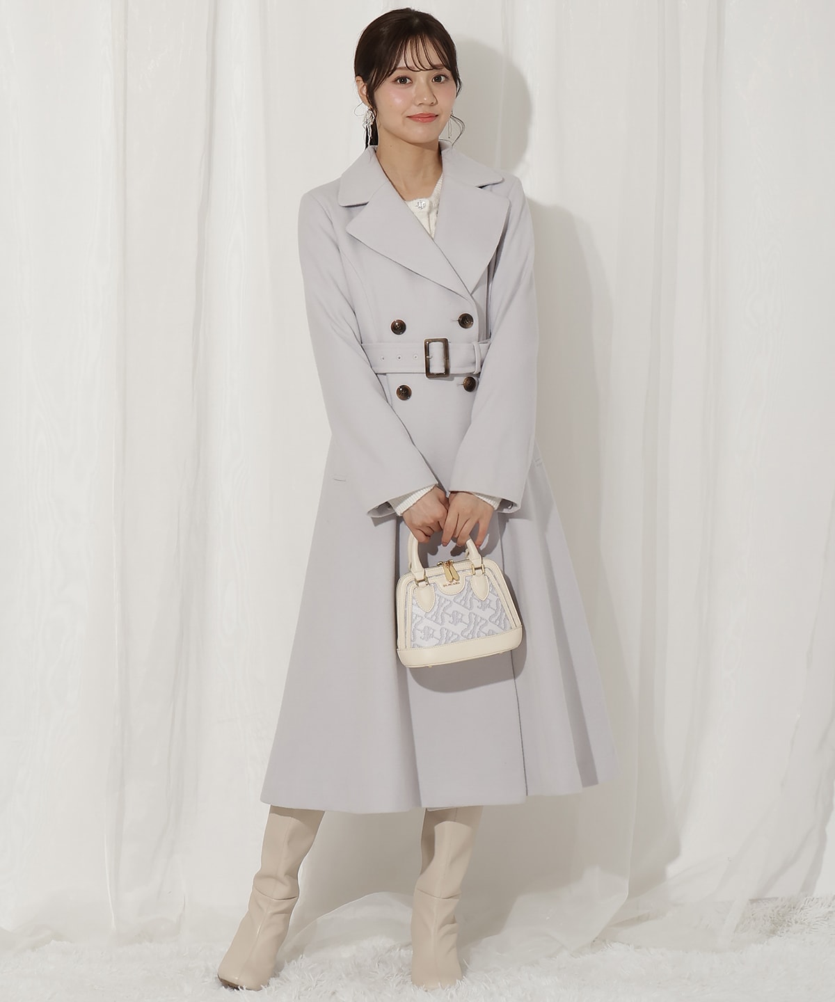 FOXファー付きウールコート