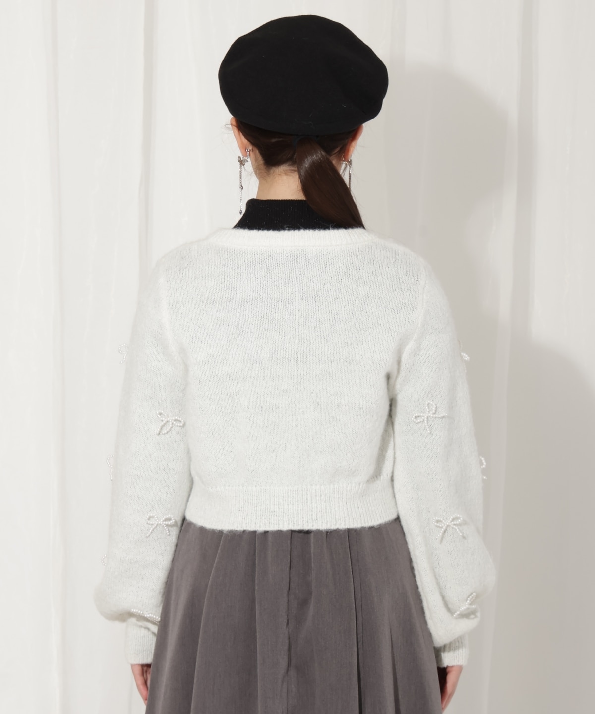 リボンパーツ付きカーディガン