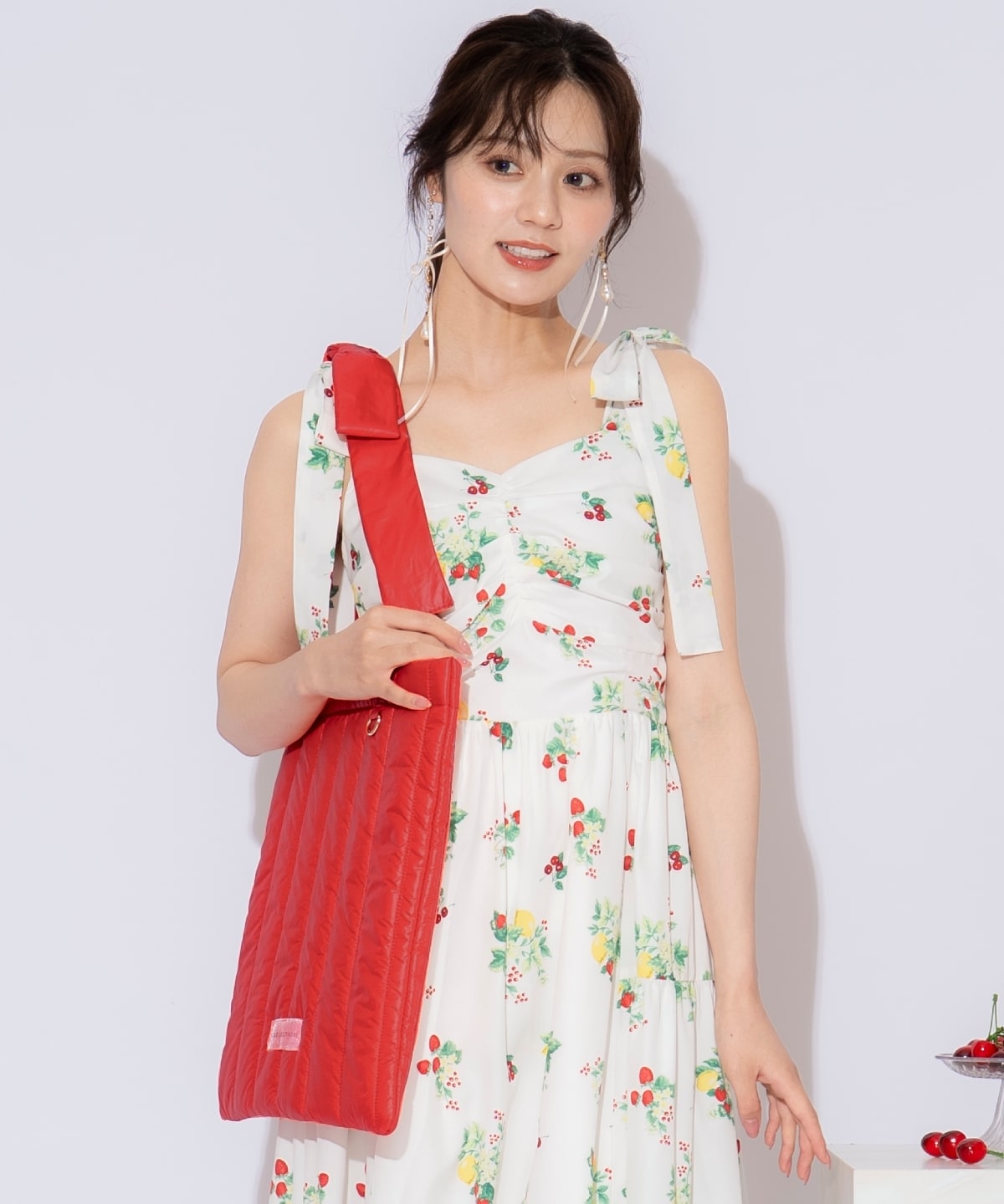 リボンショルダーキルティングトート