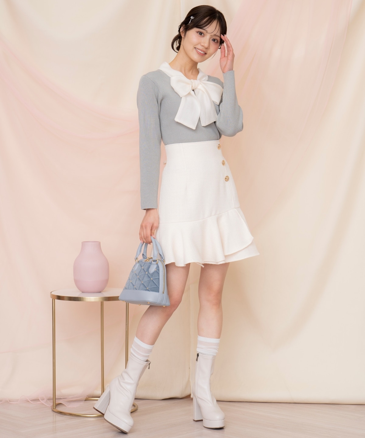 アシメヘムツイードミニスカート