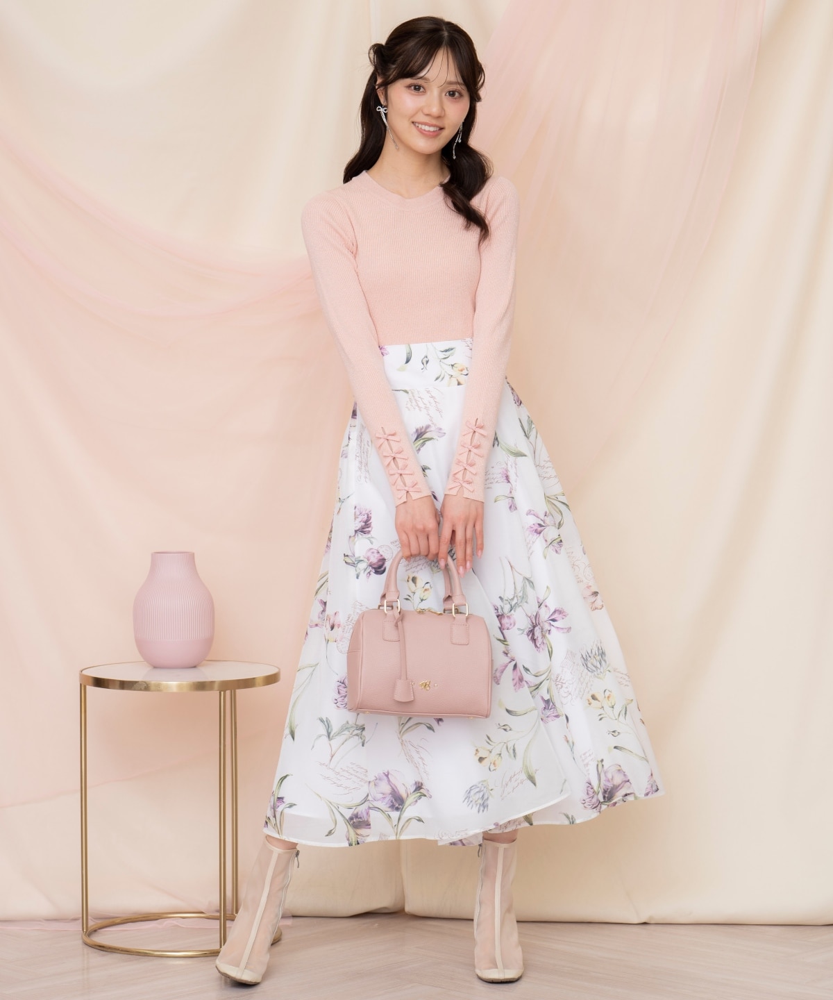 ビッグリボンシアーフラワースカート