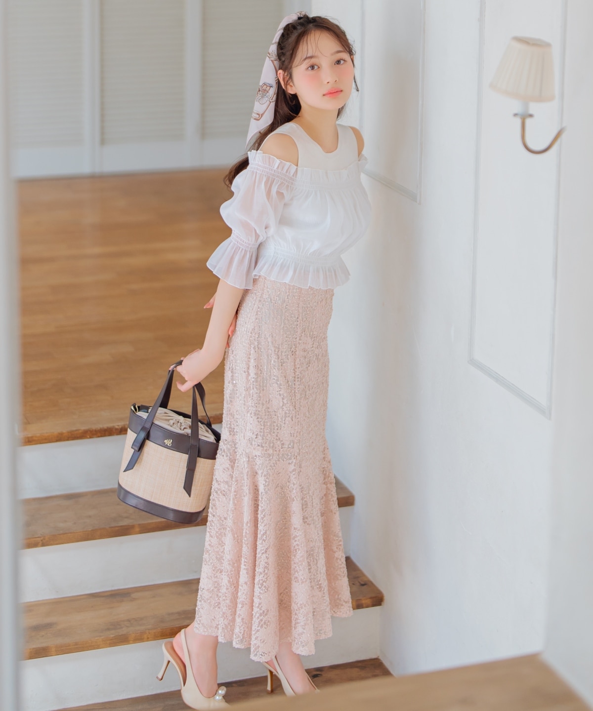 スパンコールレースマーメイドスカート