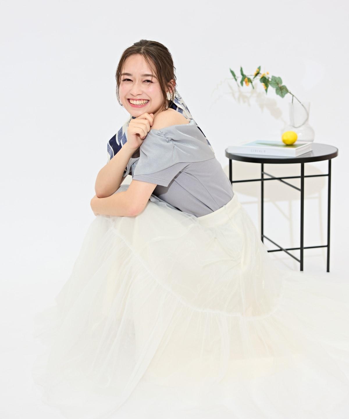 ニュアンスカラーチュールティアードスカート