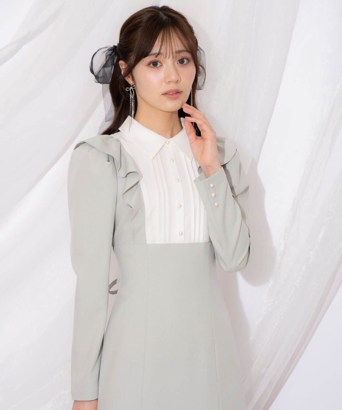 配色ヨークマーメイドワンピース