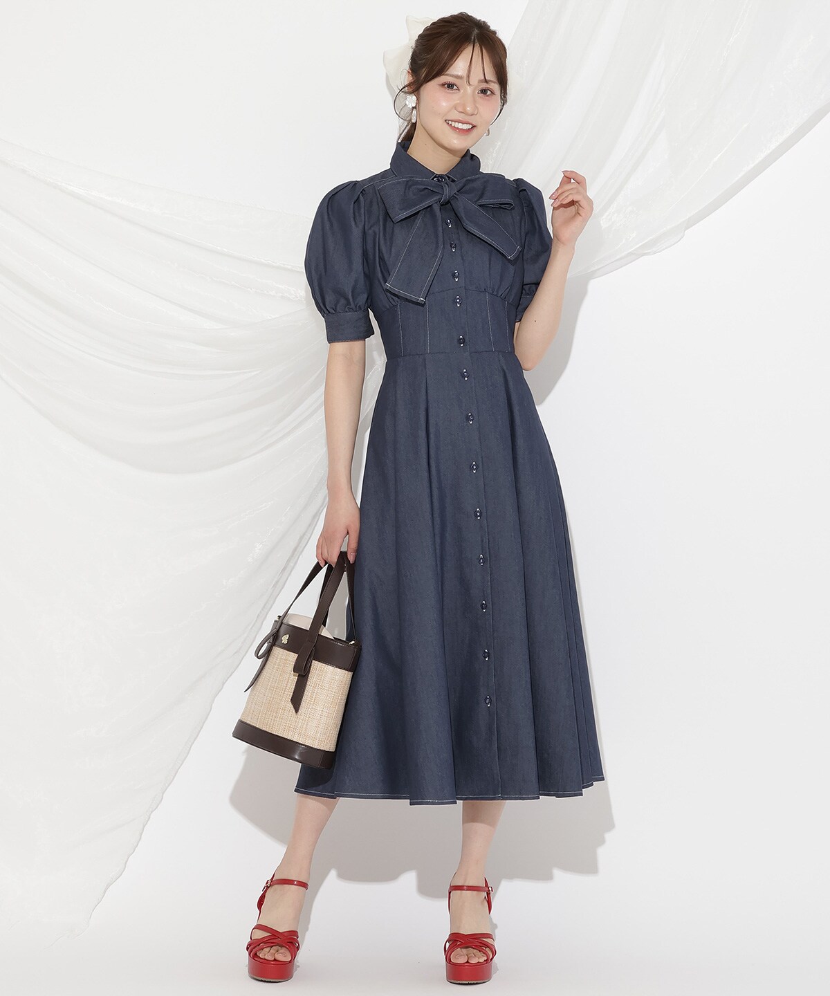 アンドクチュール】コルセットシャツワンピース