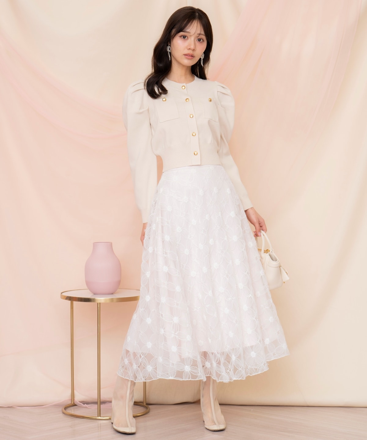 ポケットデザインタックスリーブカーディガン