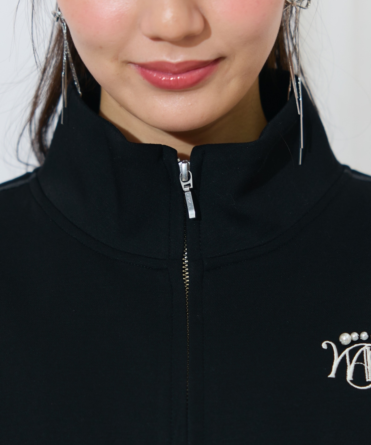 ロゴ刺繍リボントラックジャケット