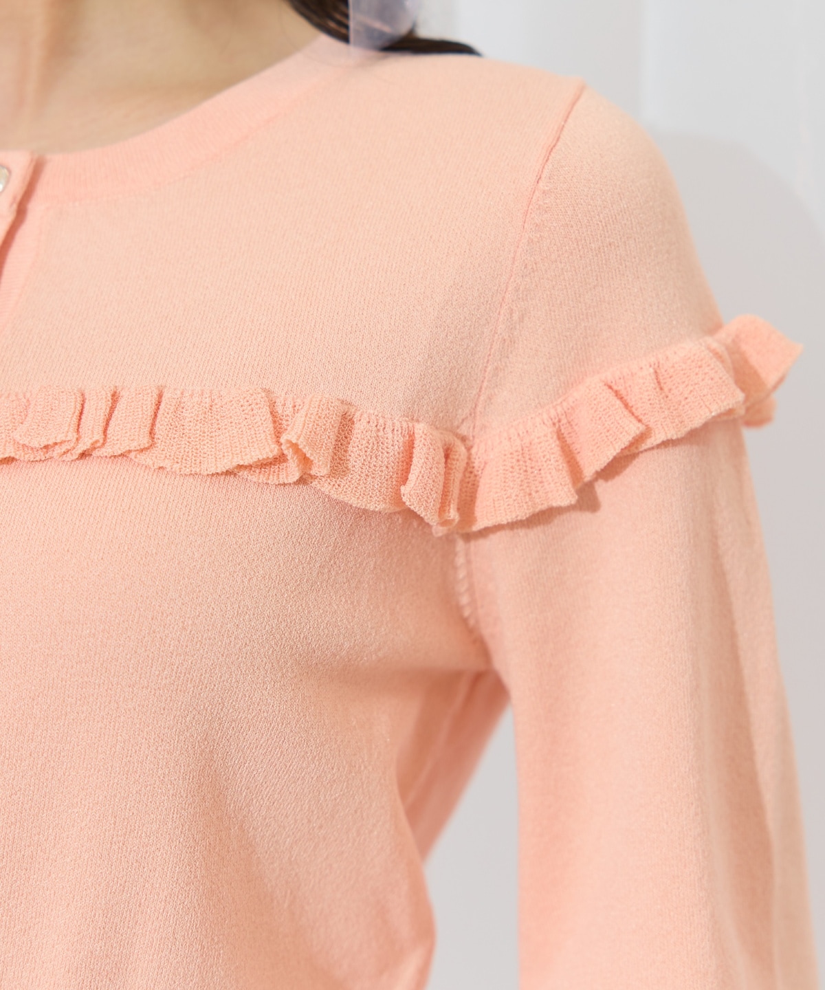 フリルデザインニットカーディガン