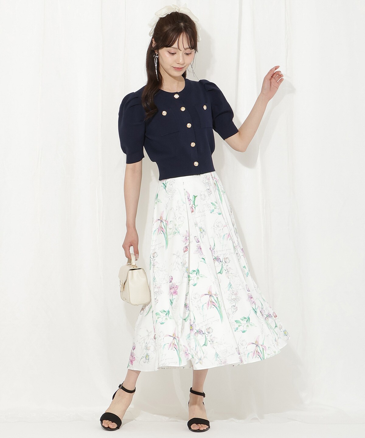 ポケットデザインパフカーディガン