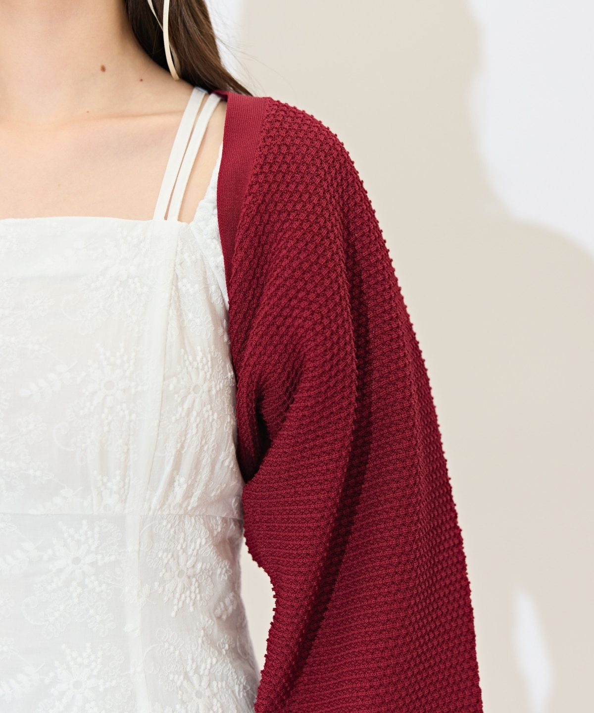 ショート丈柄編みボレロ