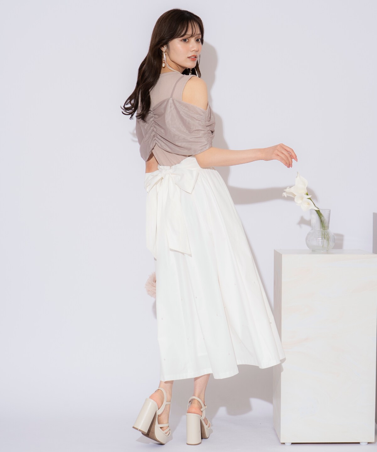 リボンレイヤードカットトップス