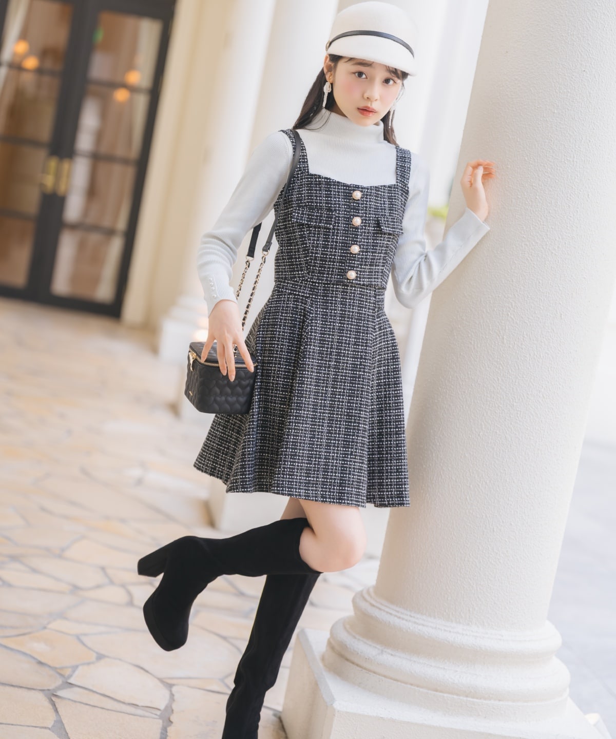 厚底ロングブーツ