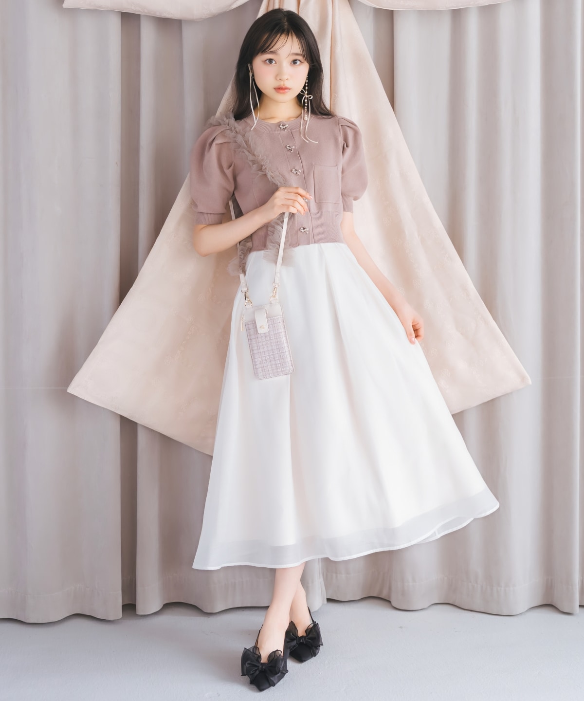 オーガンジータックフレアスカート