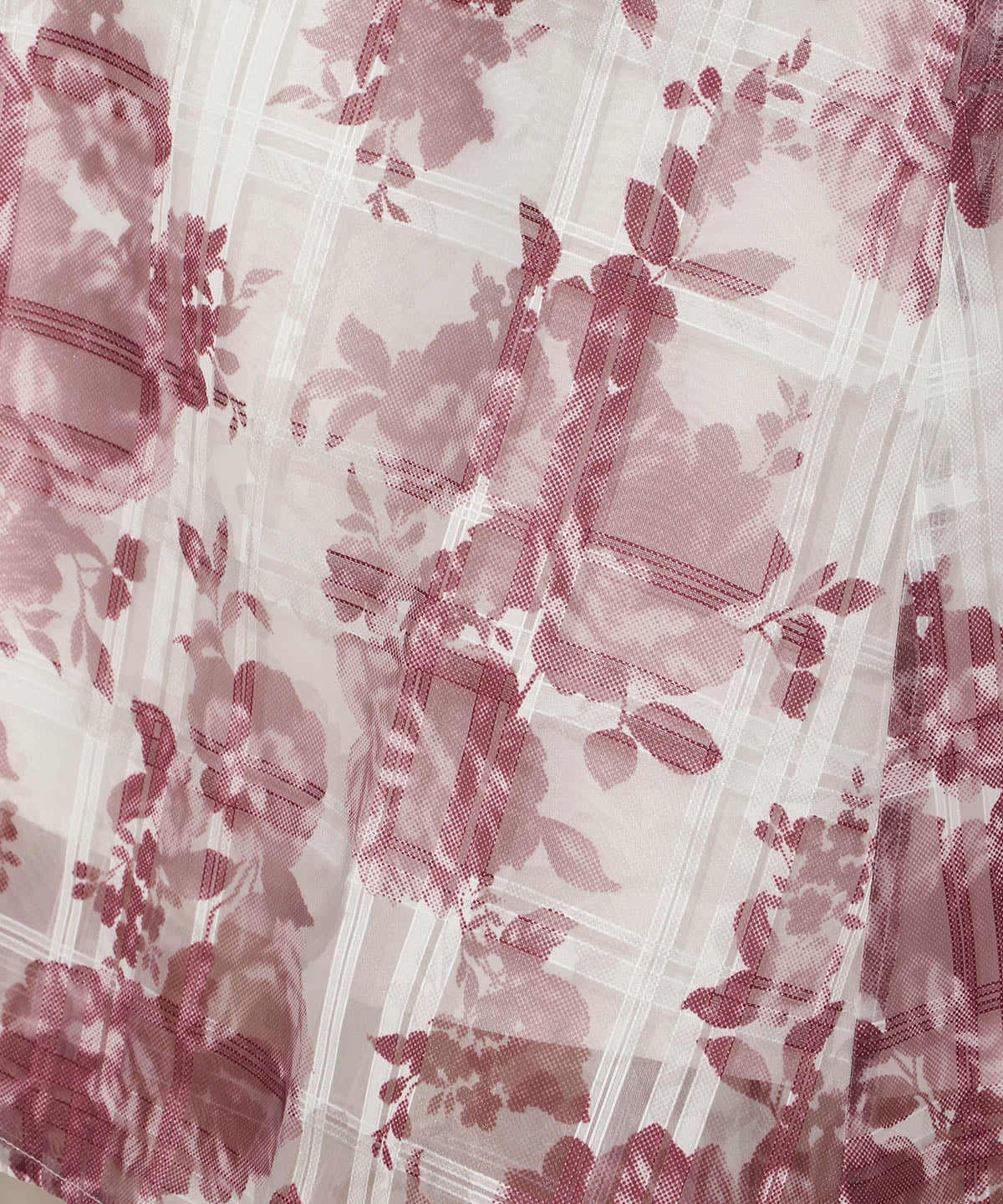 モノトーンフラワーオーガンジーフレアスカート