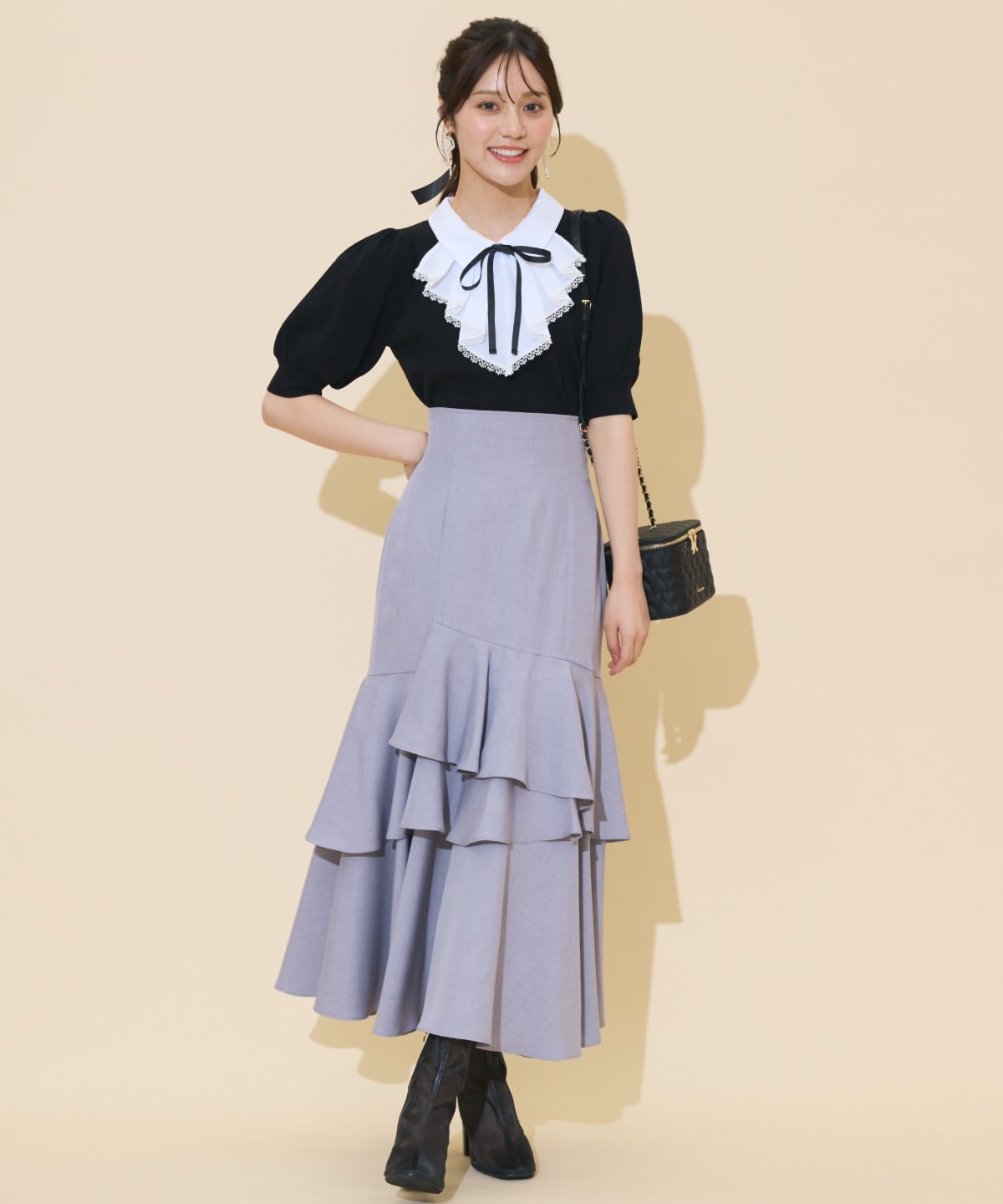 アシメレイヤードハイウエストスカート