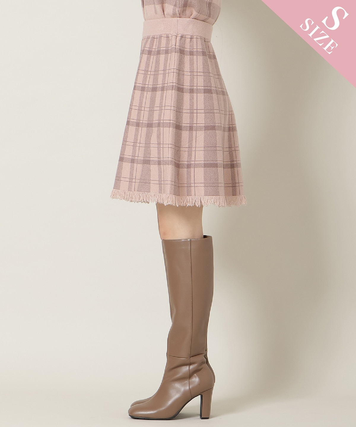 【新色追加】チェック柄ニットフレアスカート
