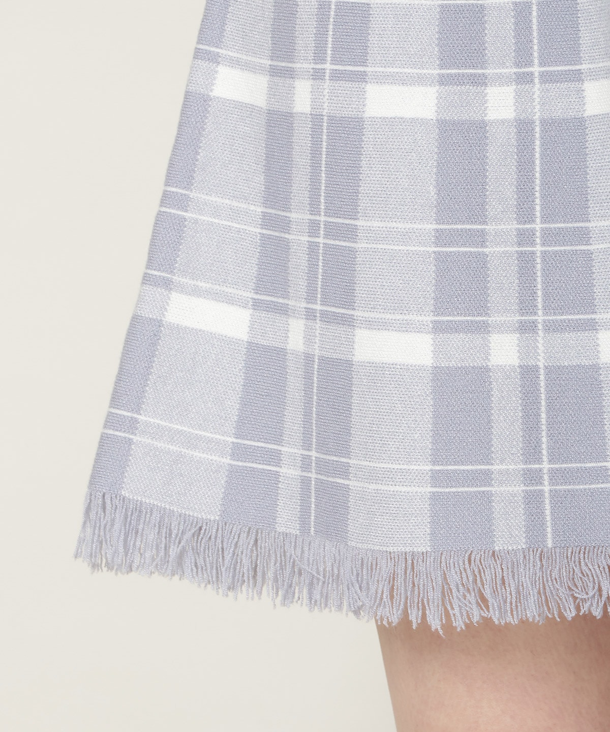 【新色追加】チェック柄ニットフレアスカート