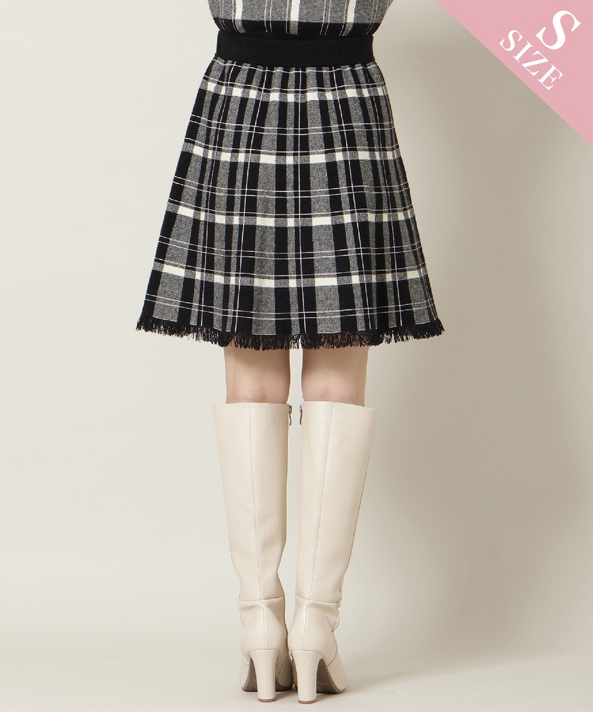 【新色追加】チェック柄ニットフレアスカート