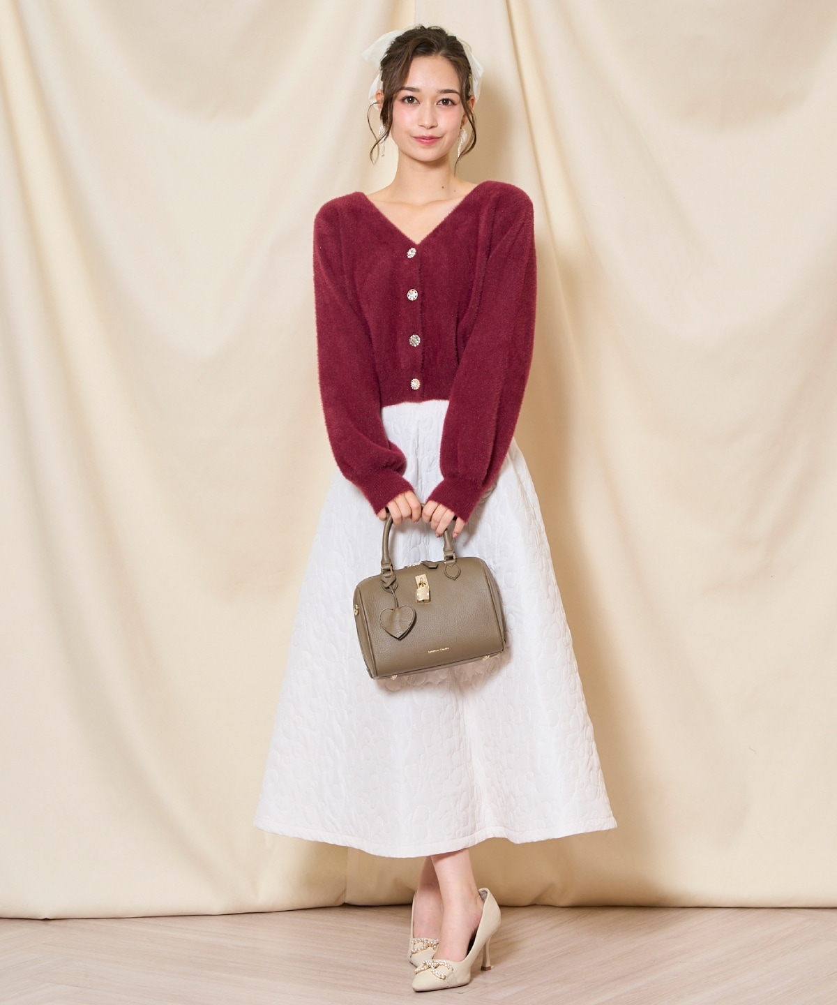 キルティングボリュームフレアスカート