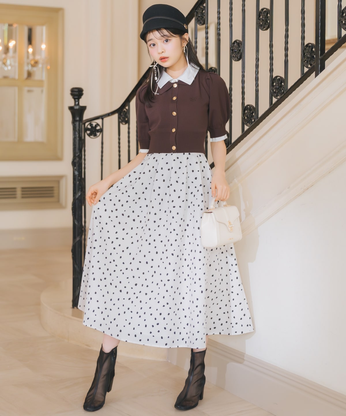 ダルメシアンプリントボリュームタックスカート