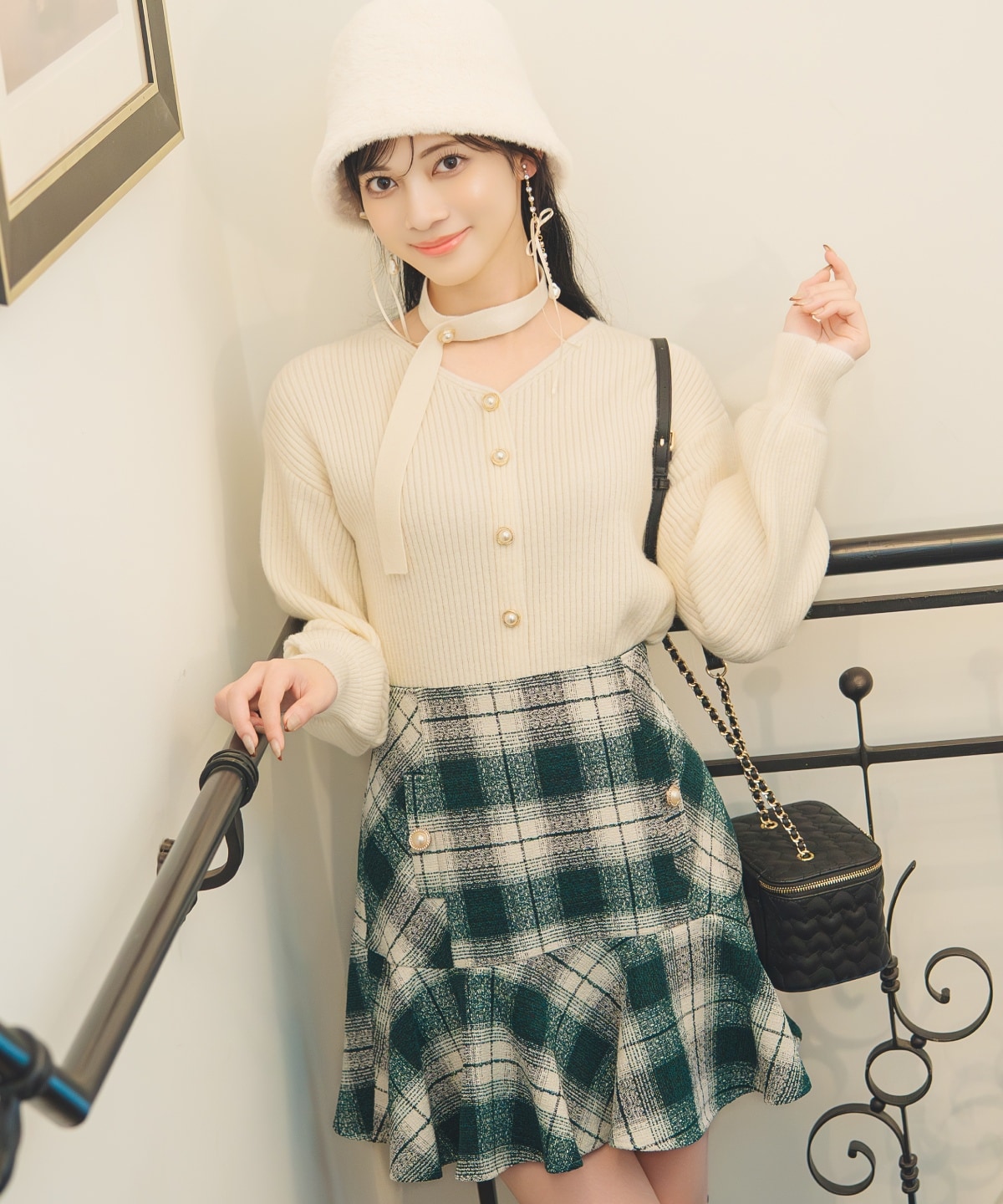 ヘムフレアツイードミニスカート