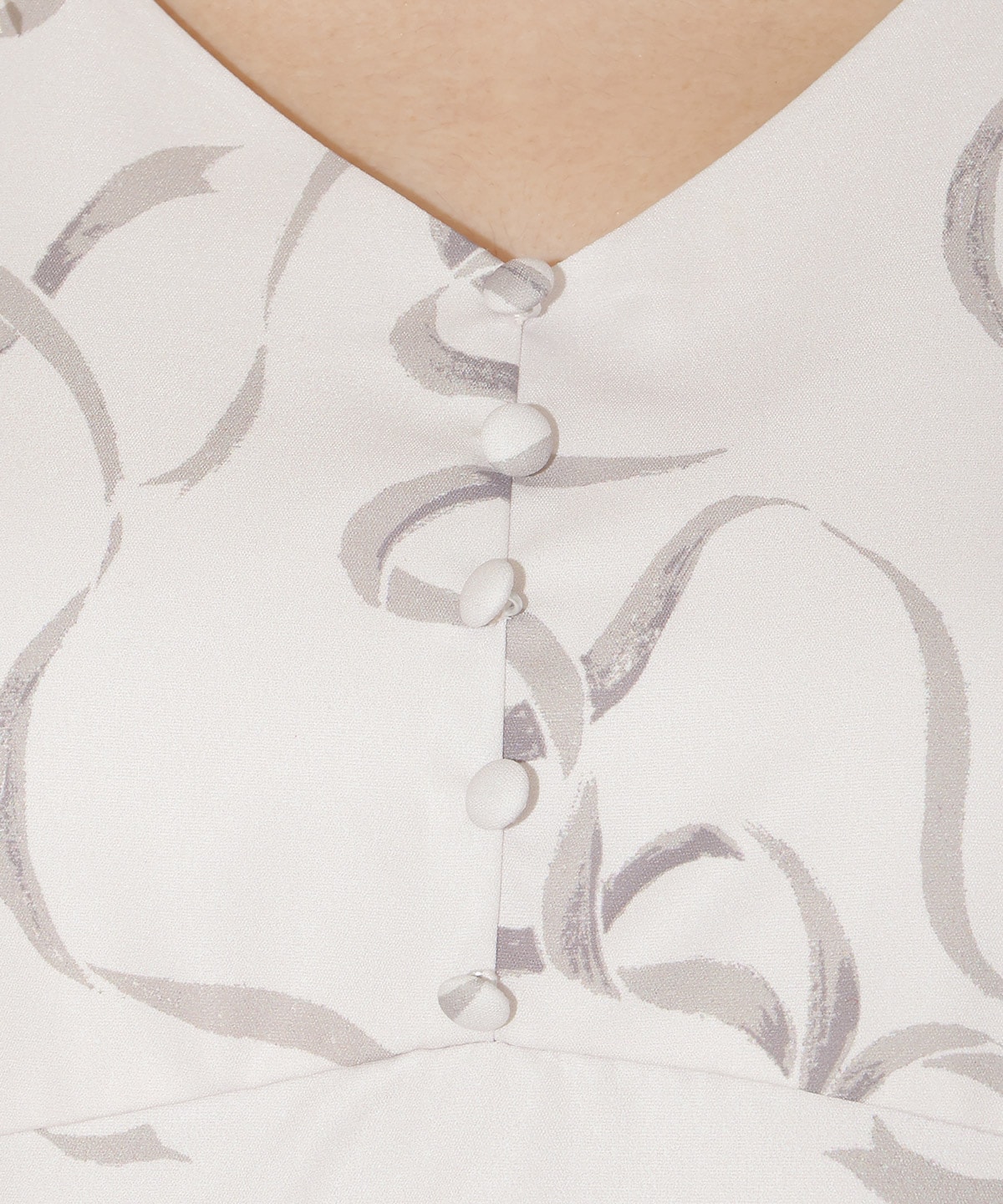 リボンプリントバブルスリーブフレアワンピース