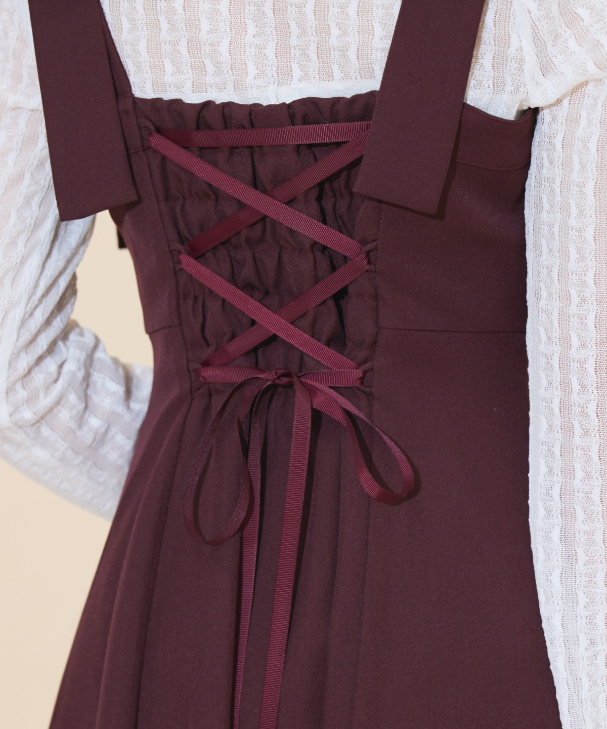 ショルダーリボンフロントZIPワンピース