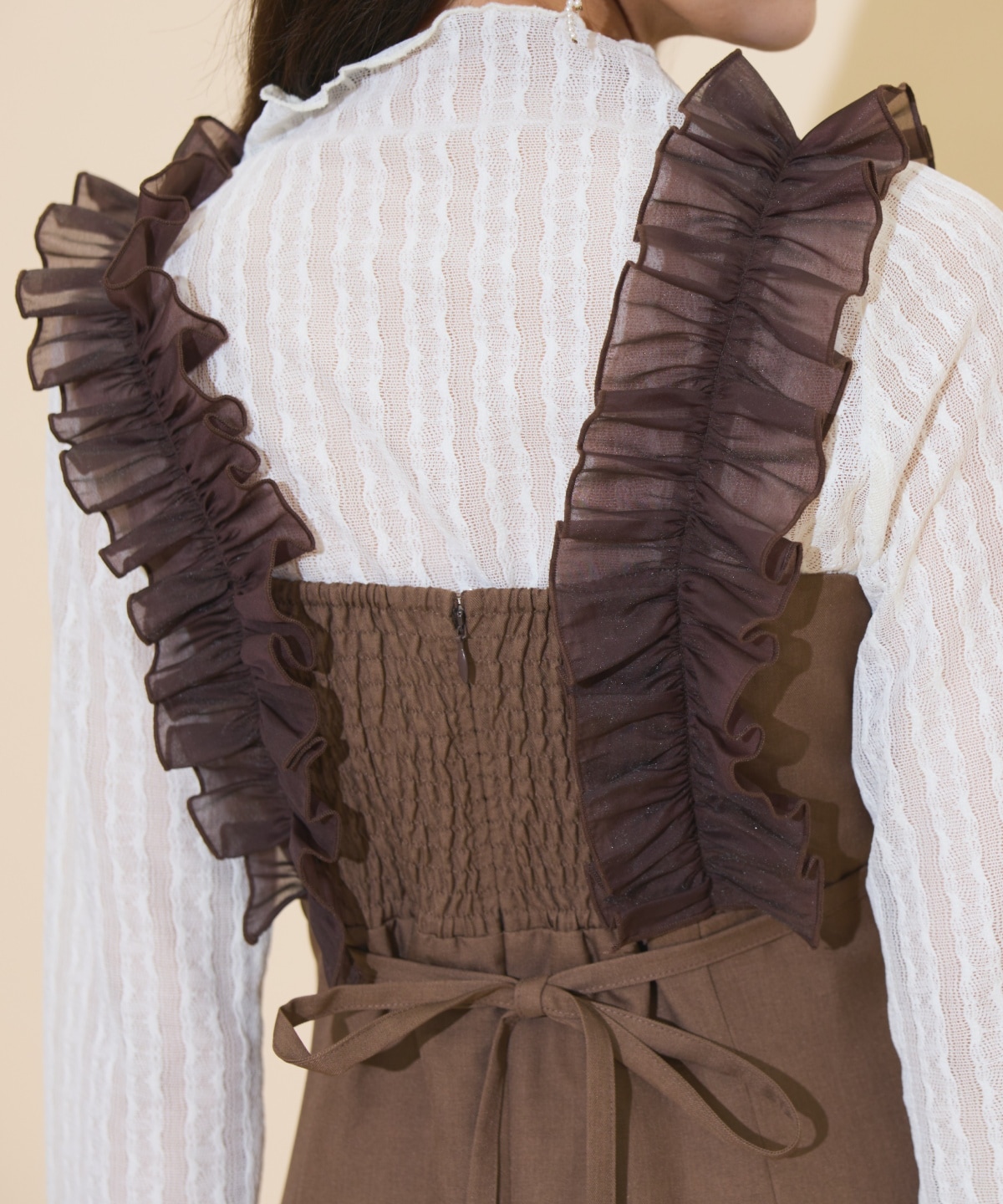 フリルショルダーマーメイドワンピース