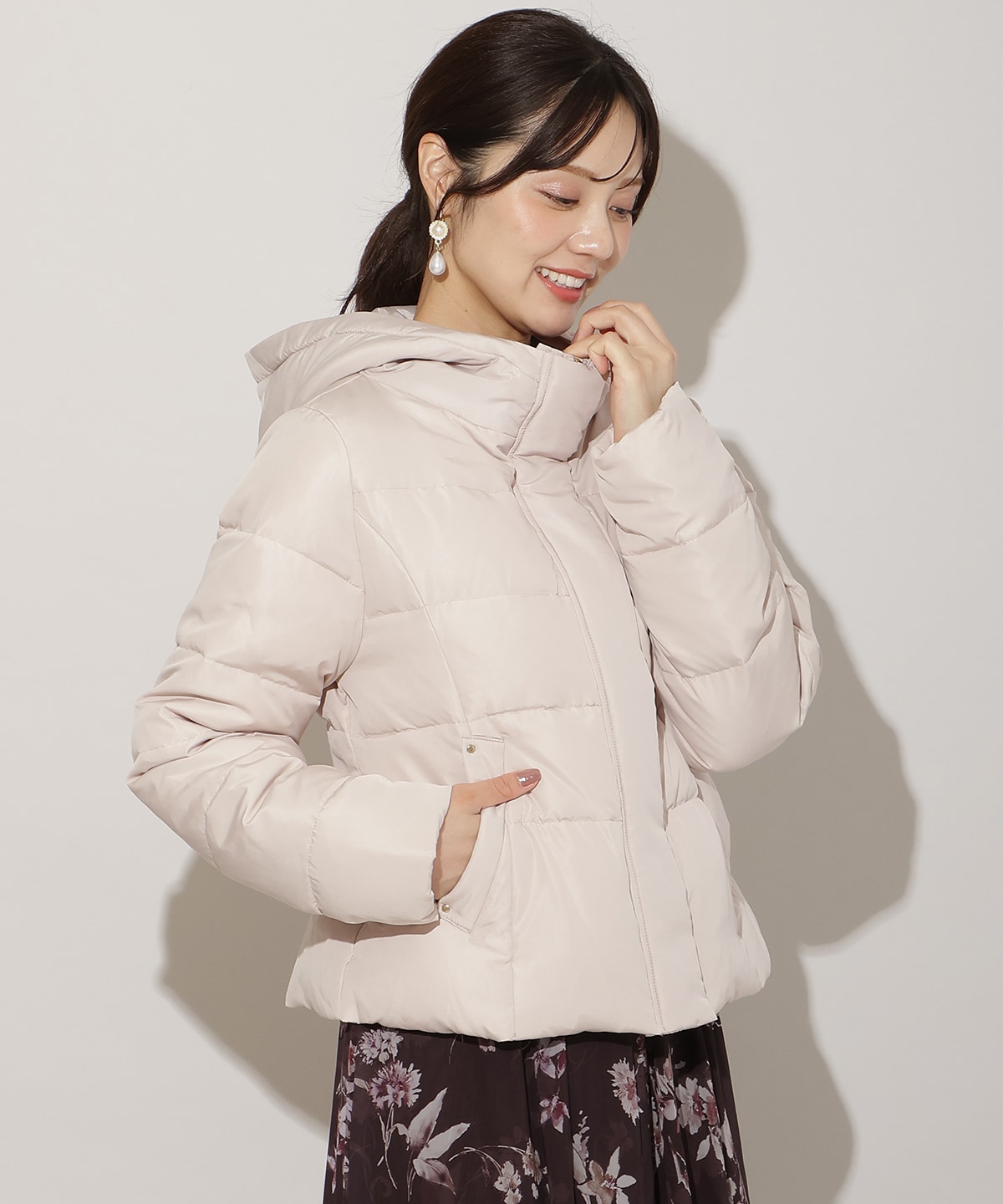 フードファーペプラムショートダウン