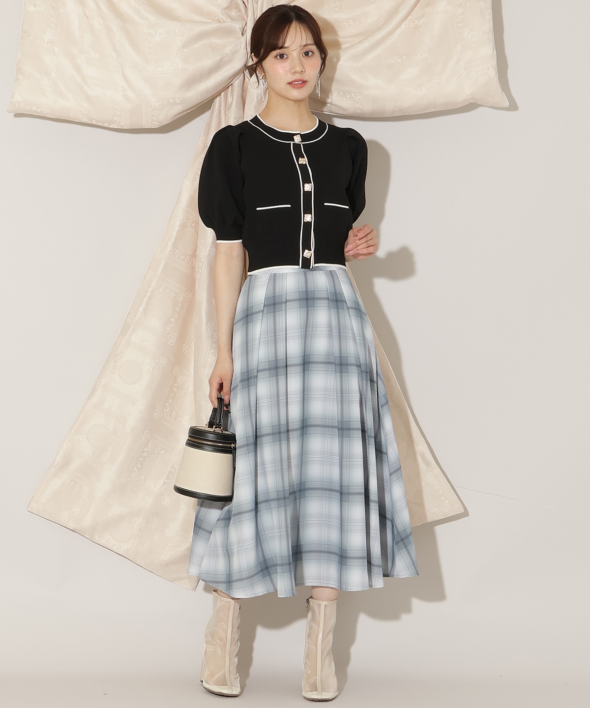 配色ラインタックスリーブカーディガン