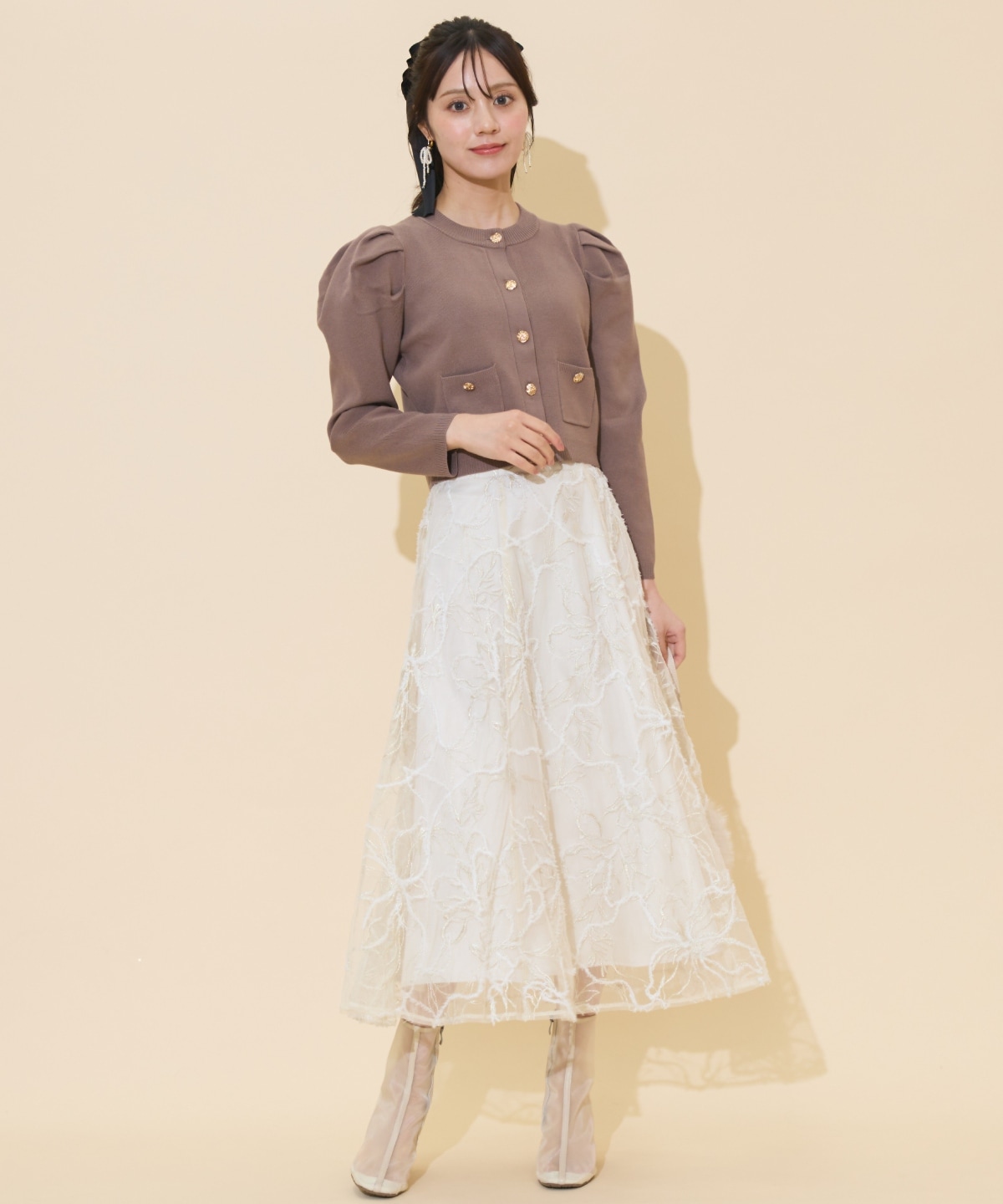 タックスリーブニットカーディガン