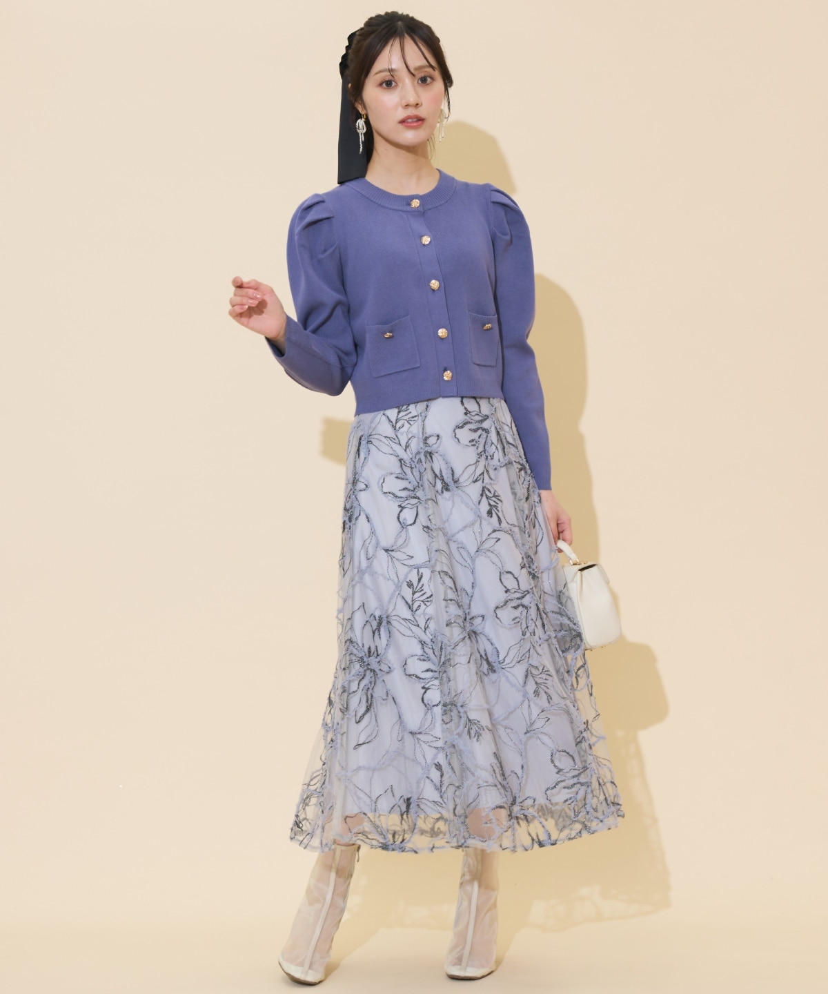 タックスリーブニットカーディガン