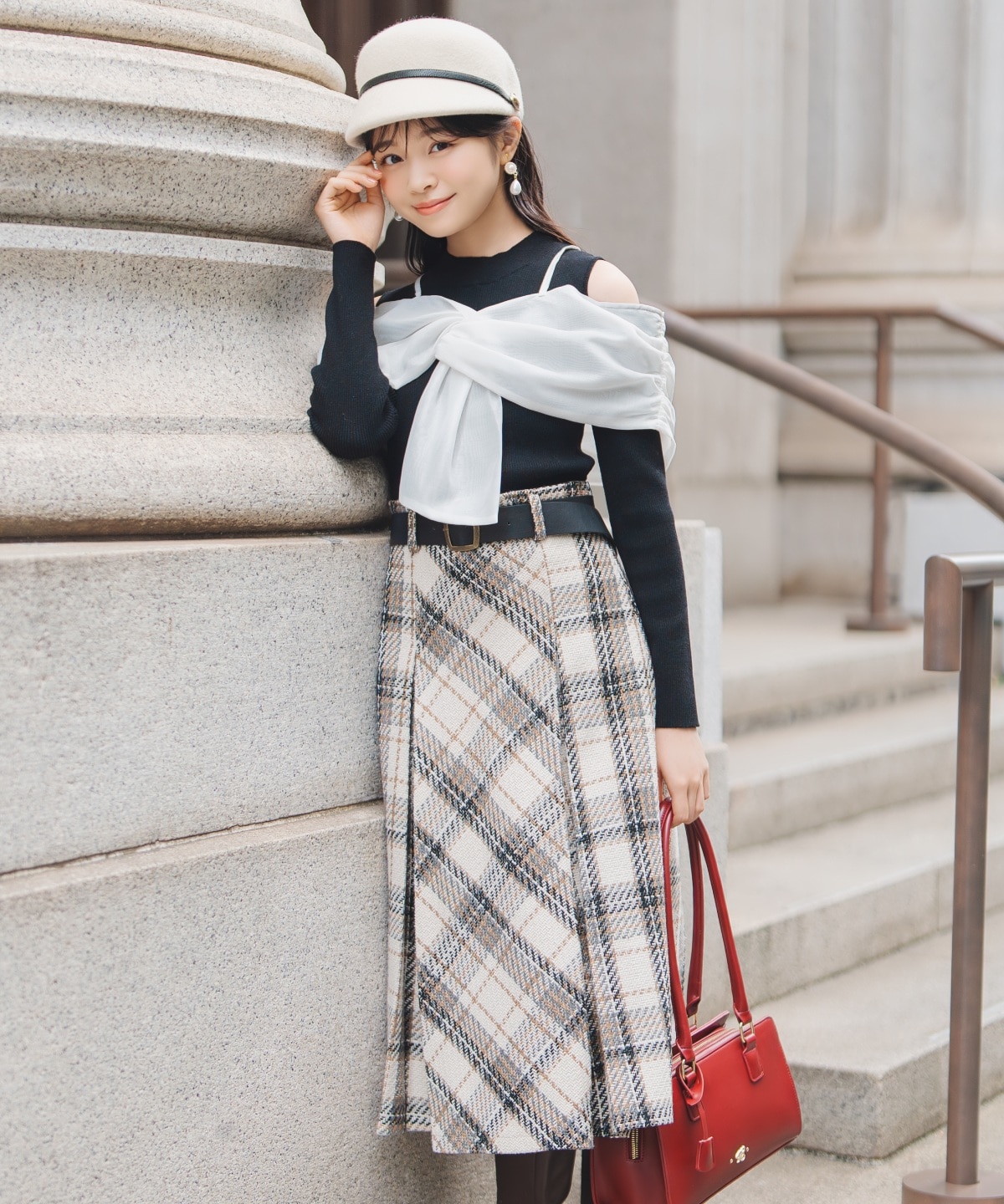 リボンビスチェドッキングリブニット