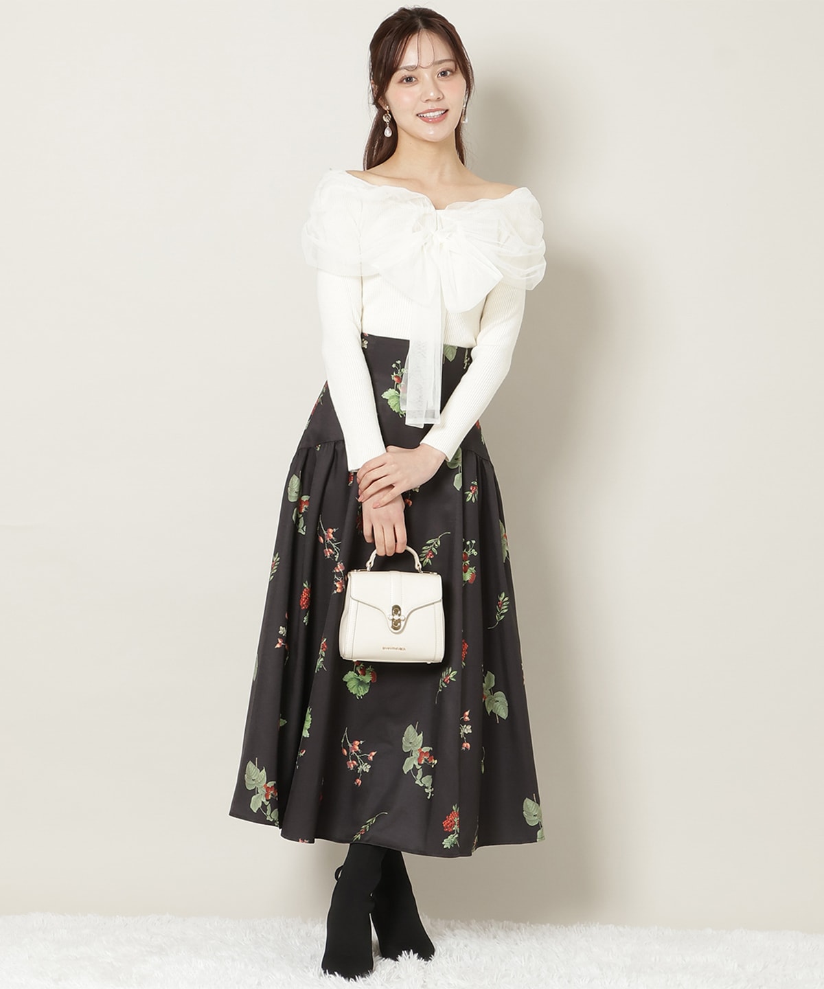 【12/5(fri)10時発売】リボンチュールレイヤードリブニット