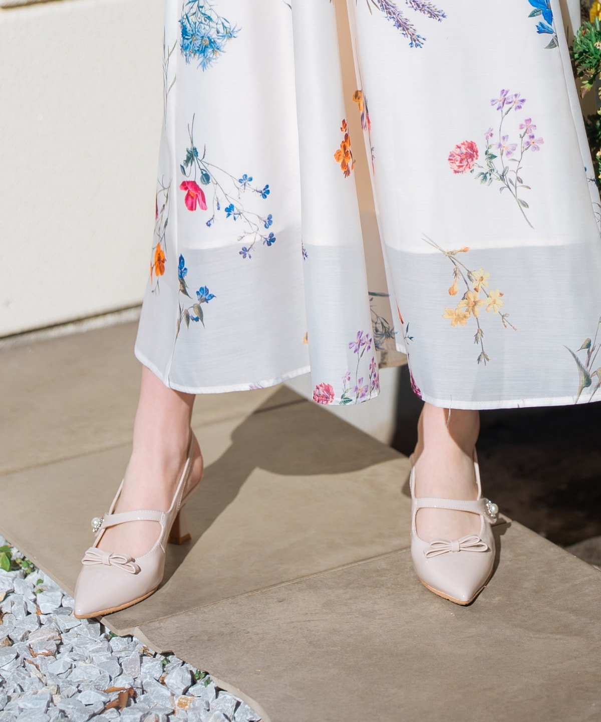 スリングバックリボンパンプス