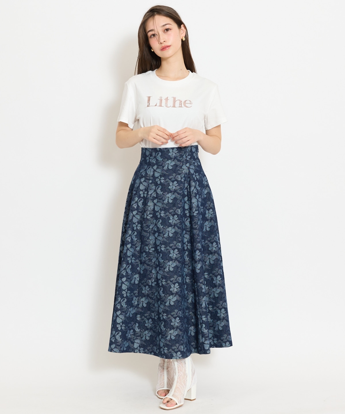 【セットアップ対応】デニムフレアスカート