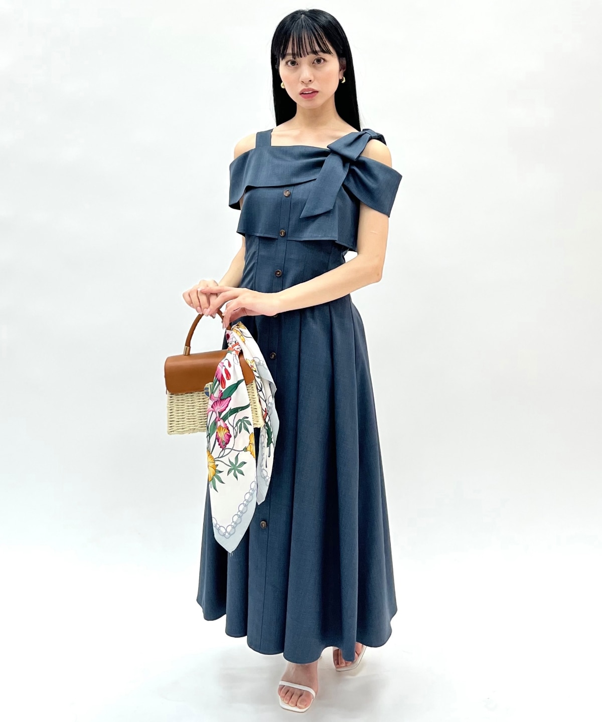 アシメリボンレイヤードワンピース