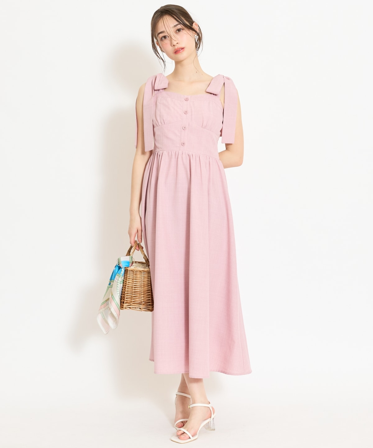 【4/24(fri)10時予約開始】リボンショルダーギャザーワンピース