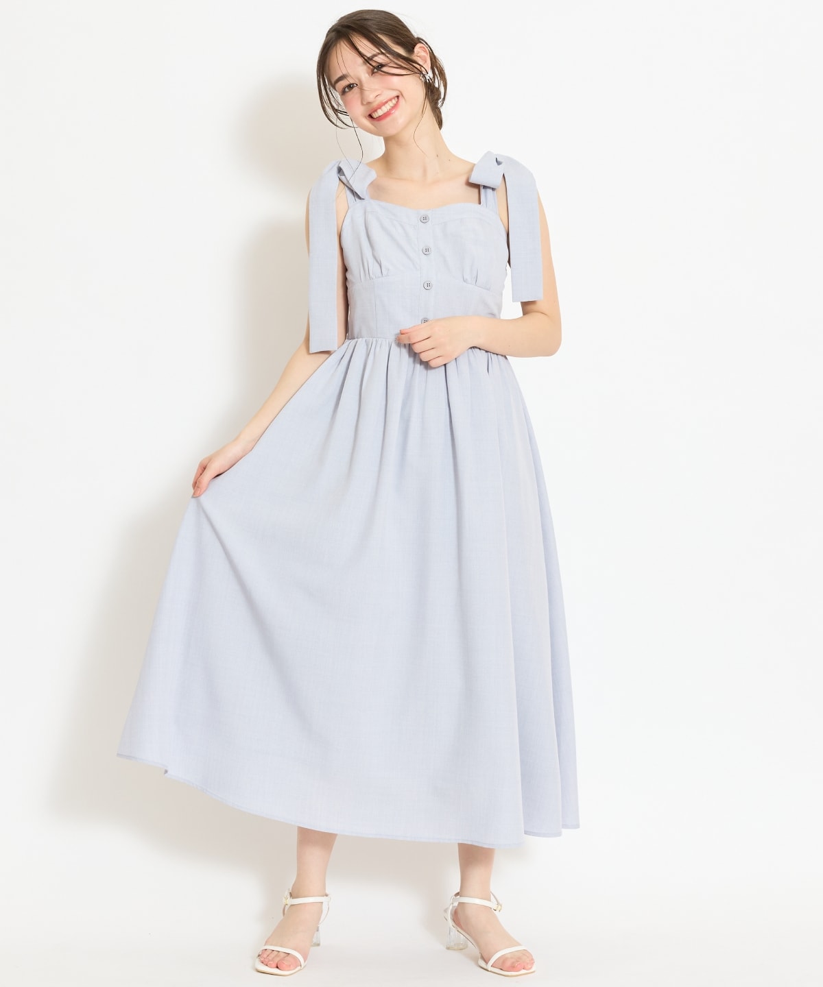 【4/24(fri)10時予約開始】リボンショルダーギャザーワンピース