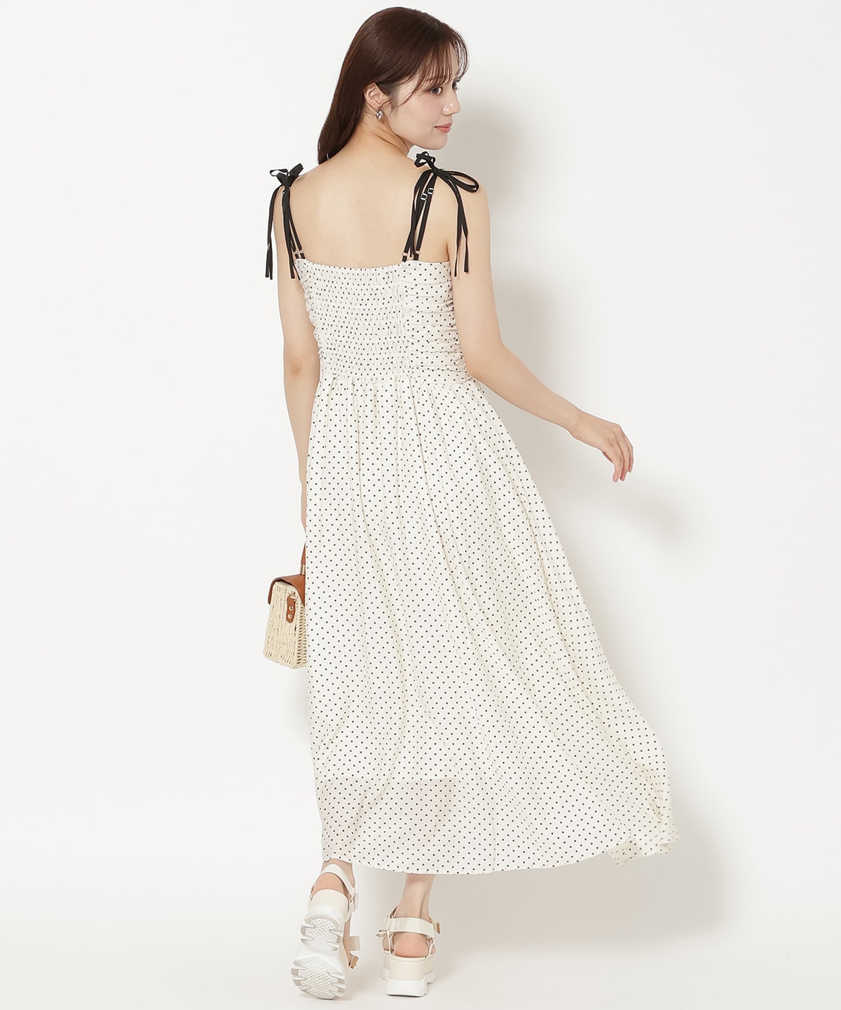【7/16(thu)10時発売】リボンショルダーギャザーキャミワンピース