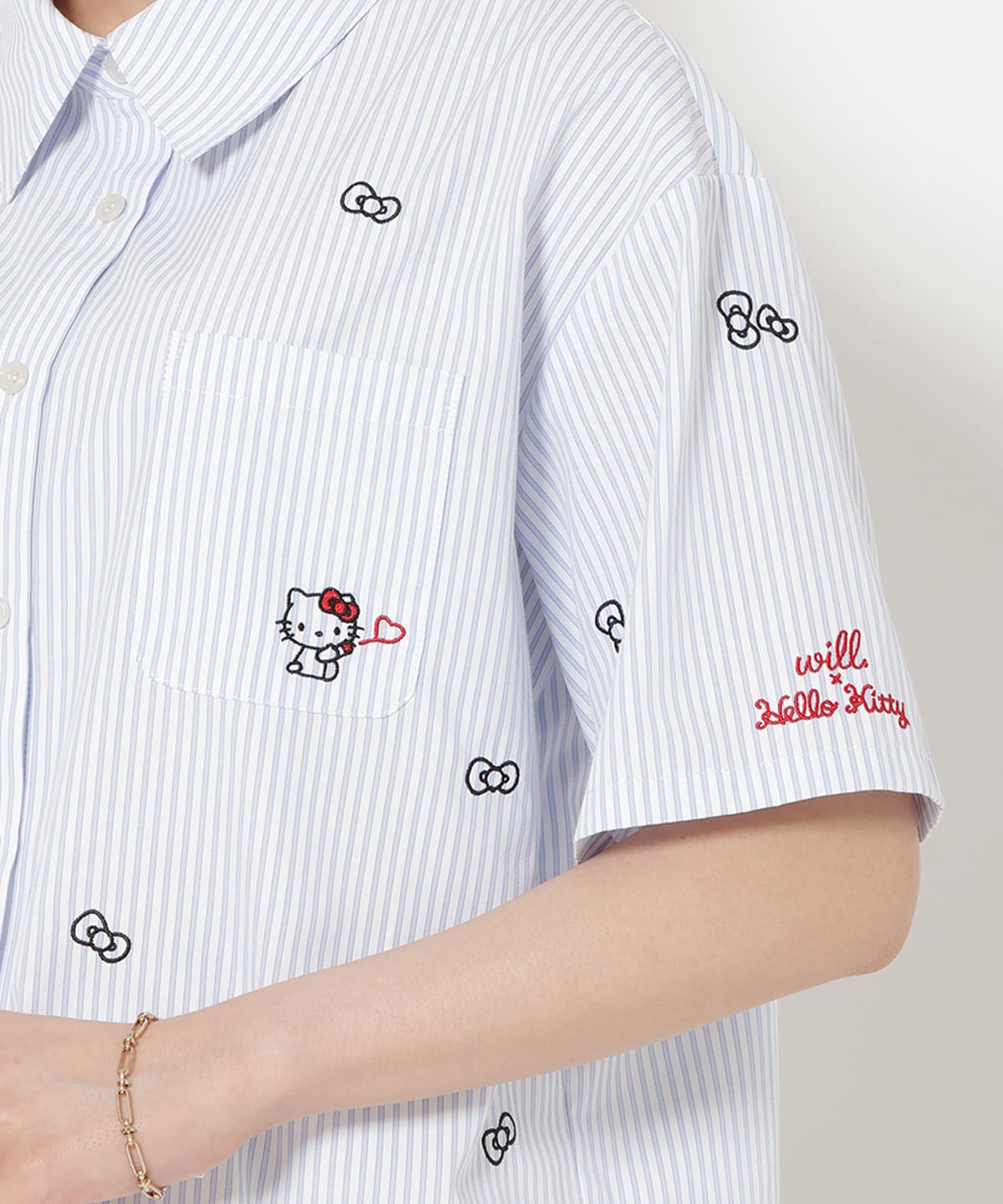 WILLSELECTION×HELLO KITTY 刺繍クロップドシャツ