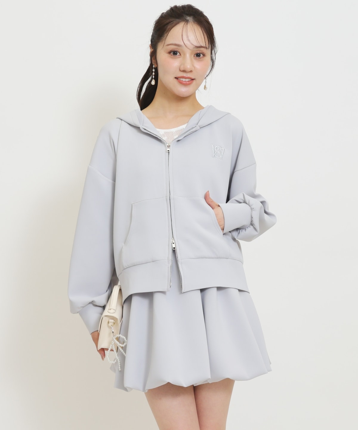 【セットアップ対応】ロゴ刺繍オーバーサイズフーディ