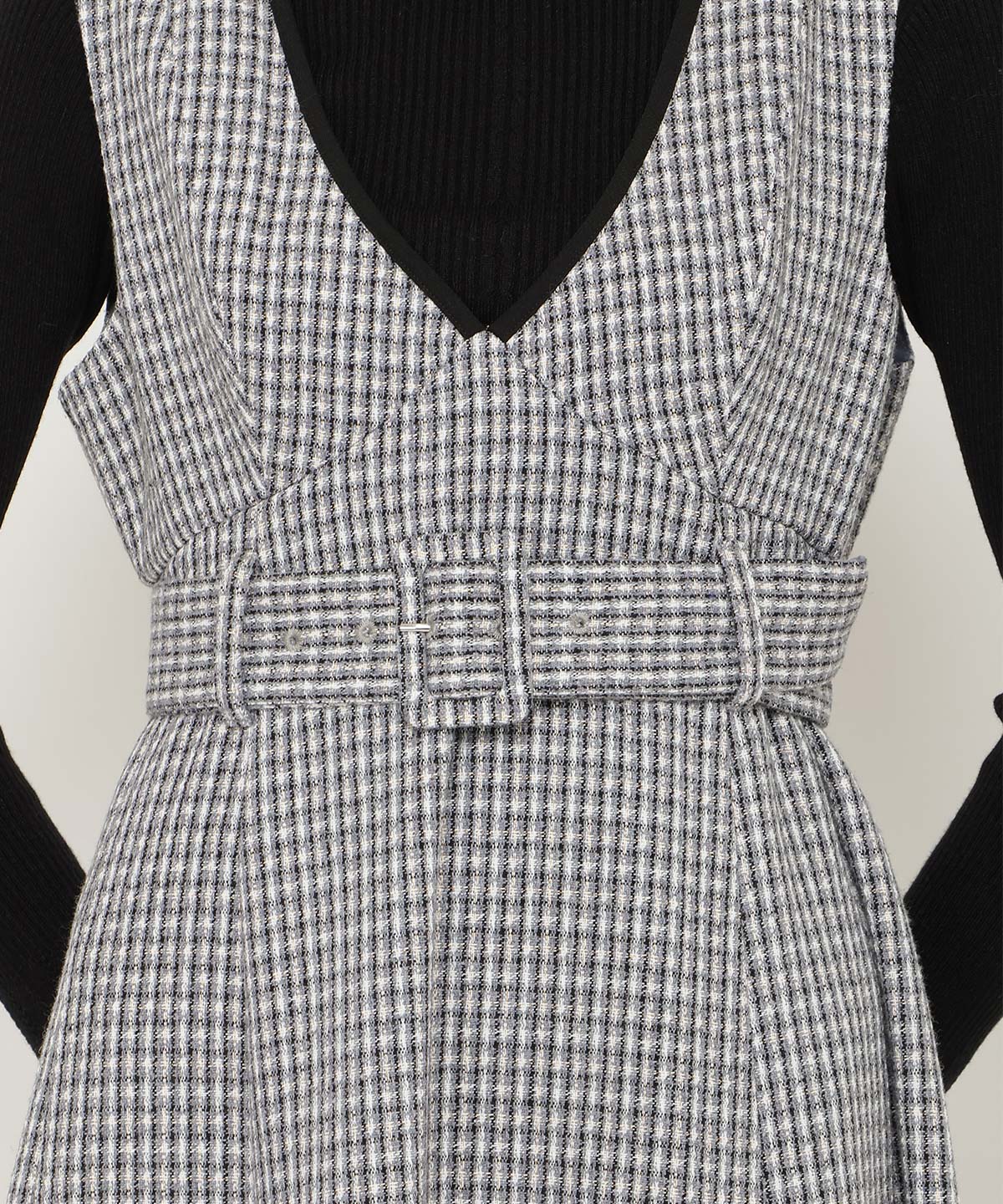 ラメツイードVネックジャンスカ