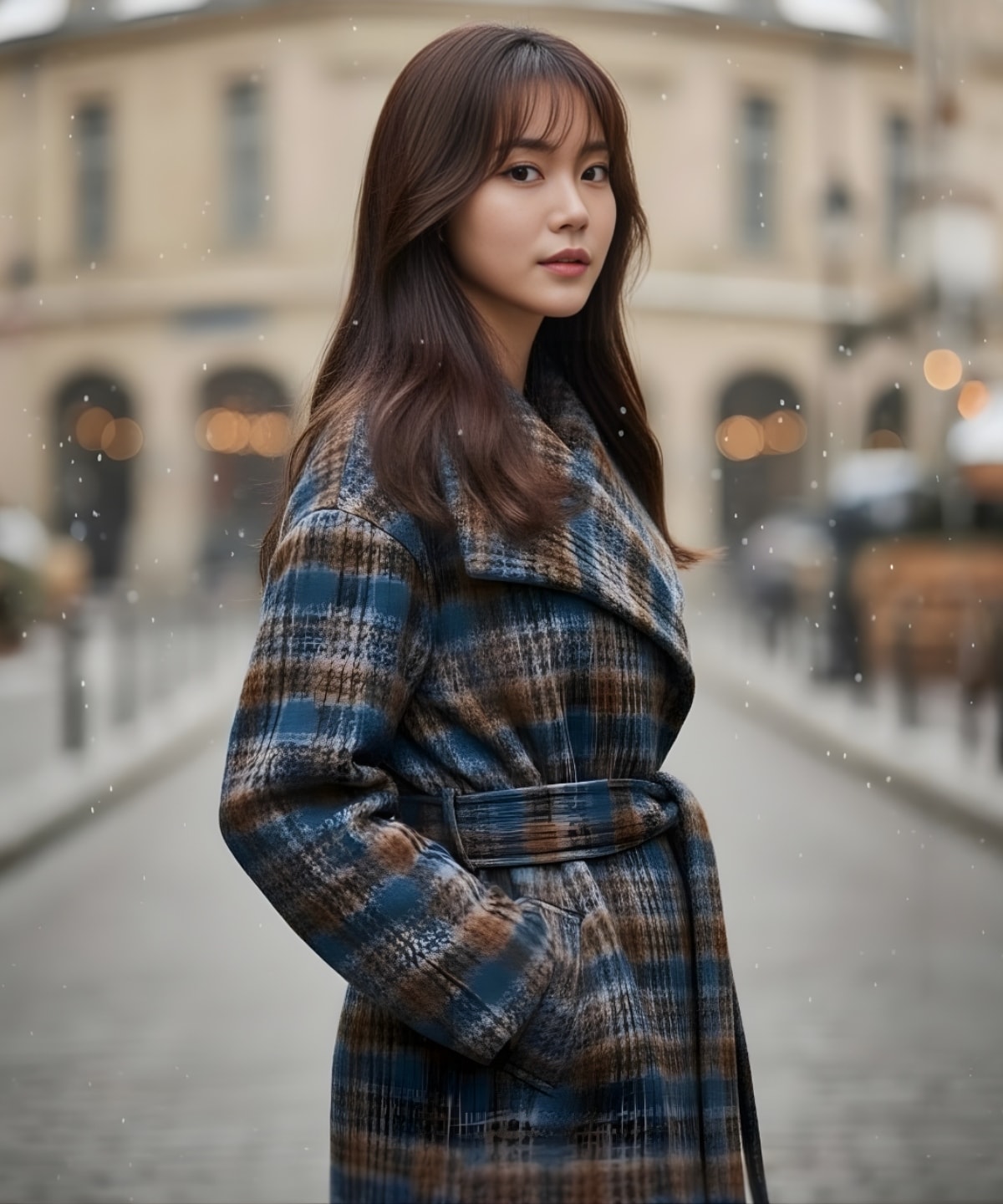 アルパカシャギーチェックロングコート