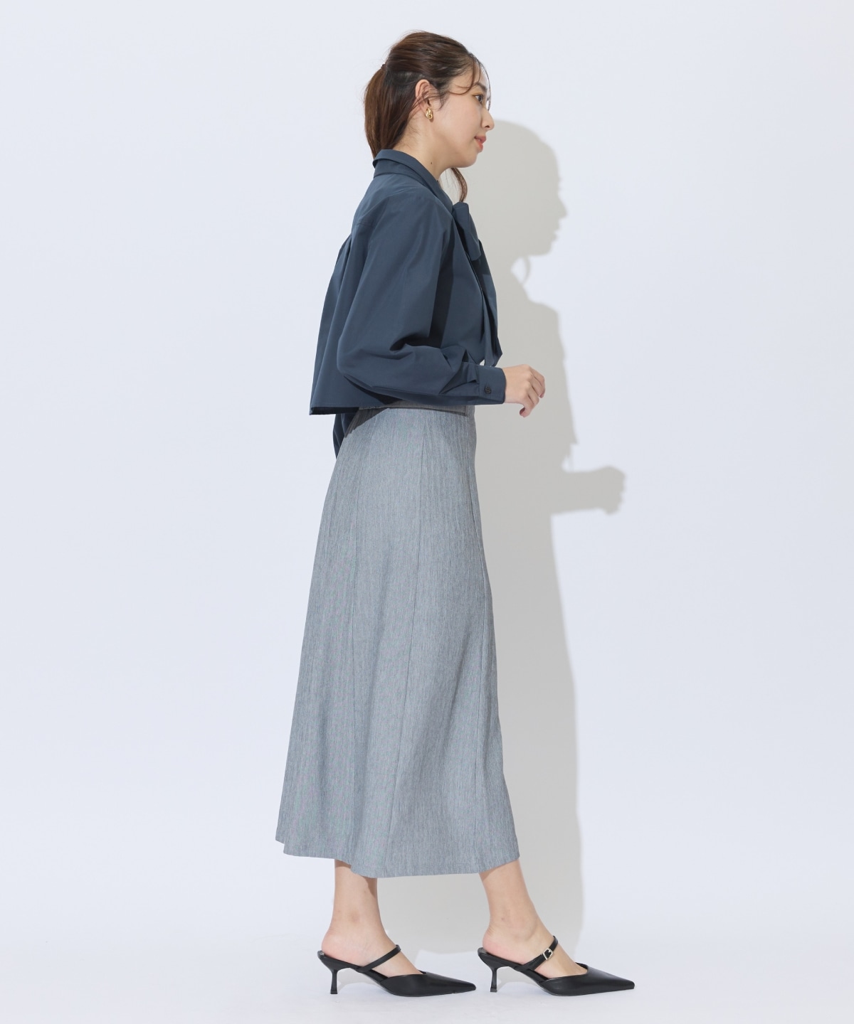 サイドレースアップリボンスリットスカート