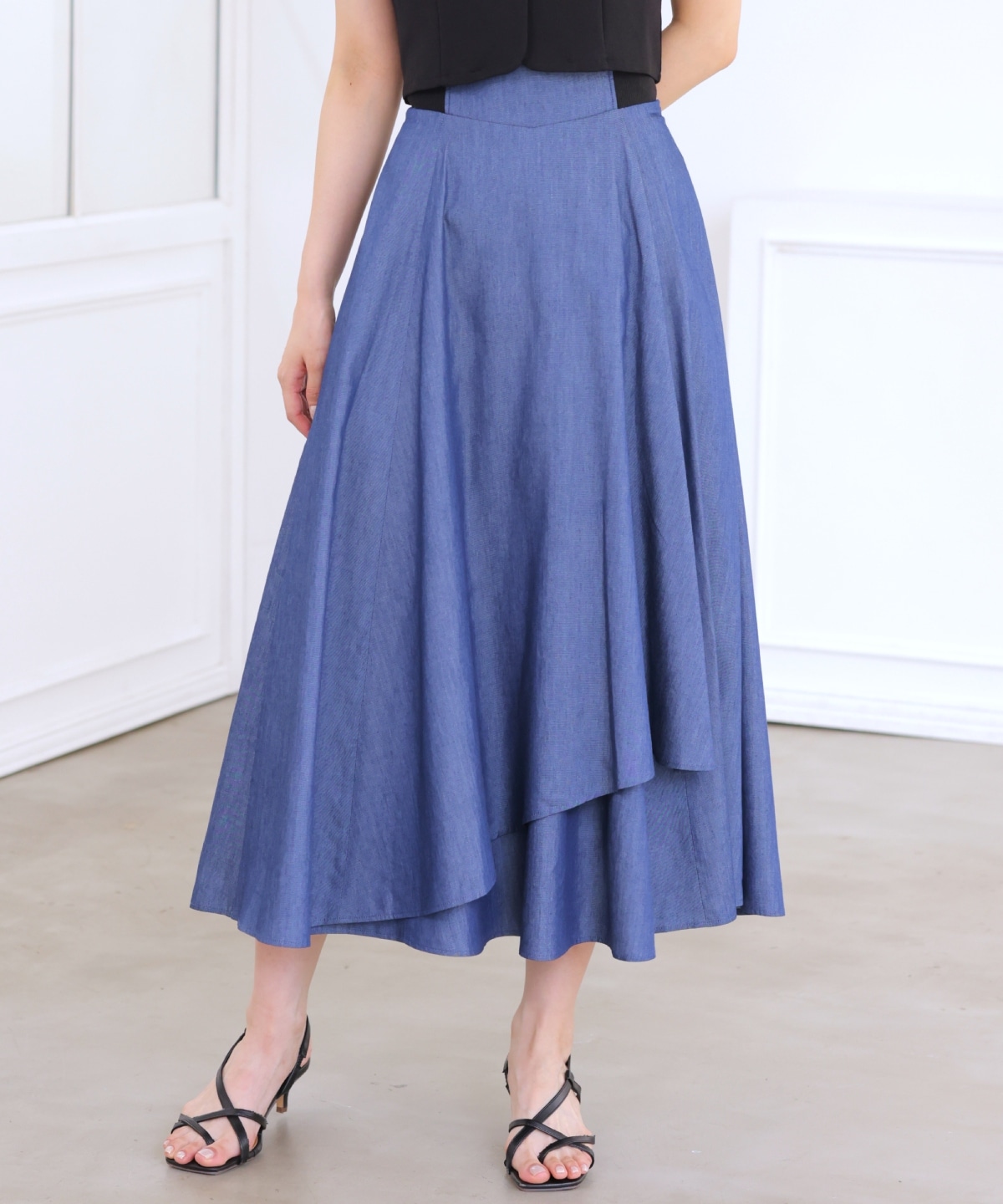 サイドリブシャンブレーデニムスカート