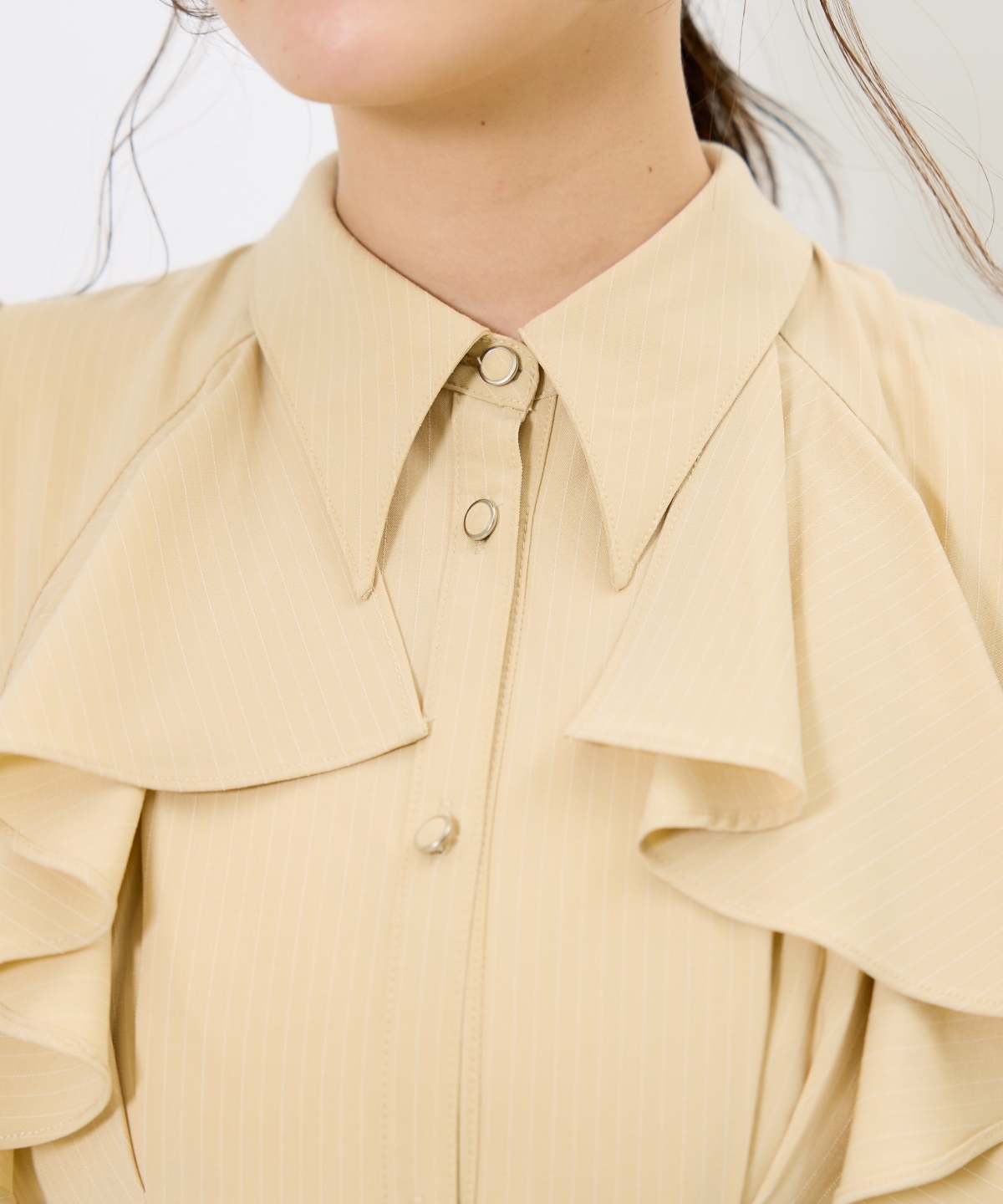 ストライプフリルケープワンピース