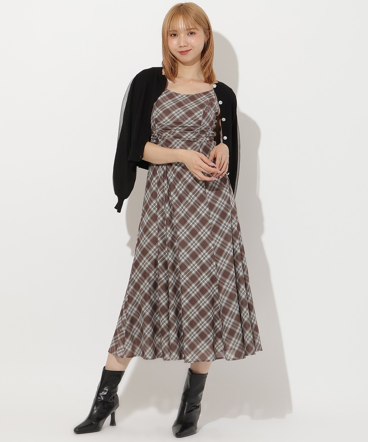 バイヤスチェックキャミワンピース