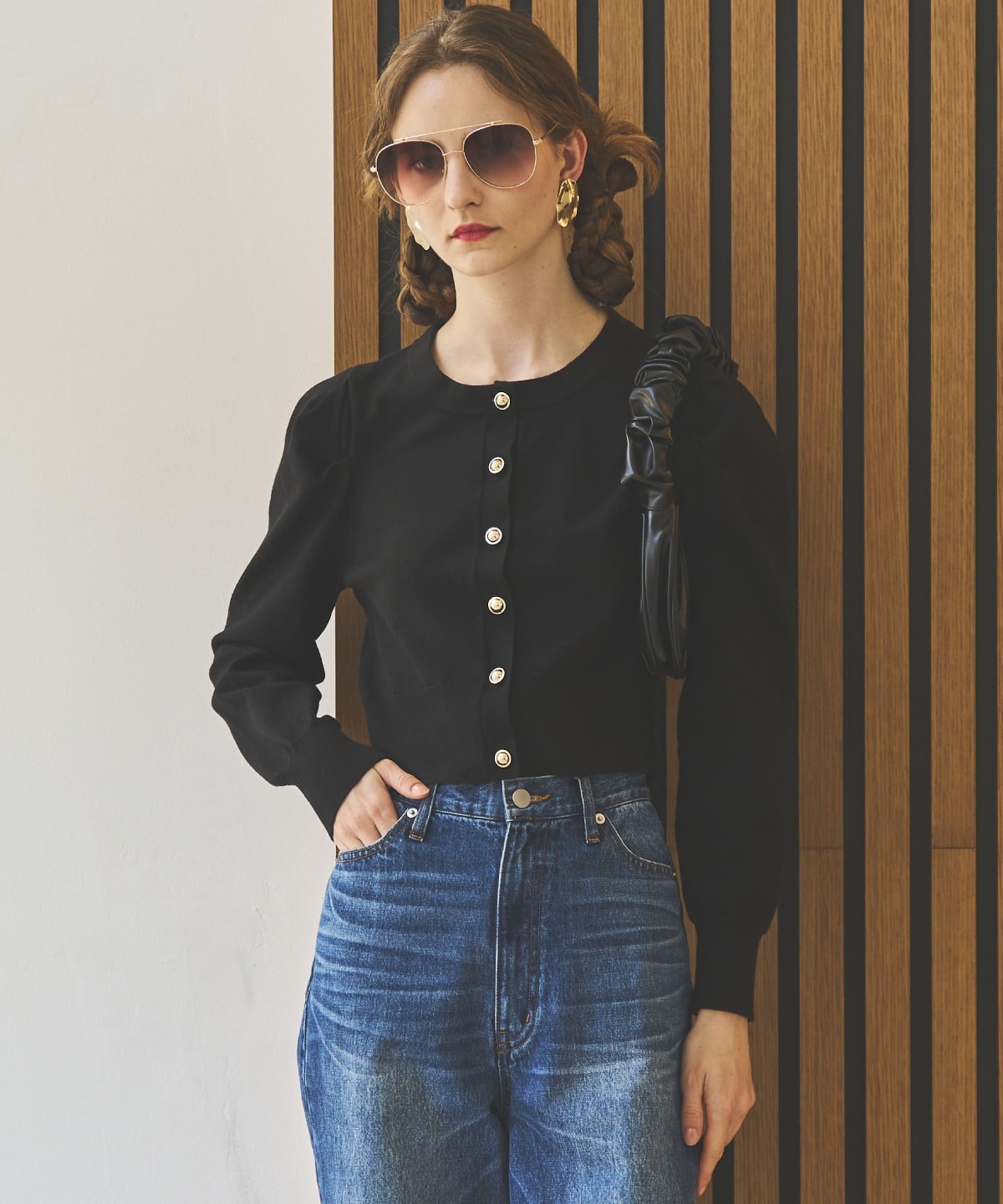 パワショルクルーネックカーディガン